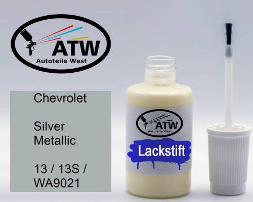 Chevrolet, Silver Metallic, 13 / 13S / WA9021: 20ml Lackstift, von ATW Autoteile West.
